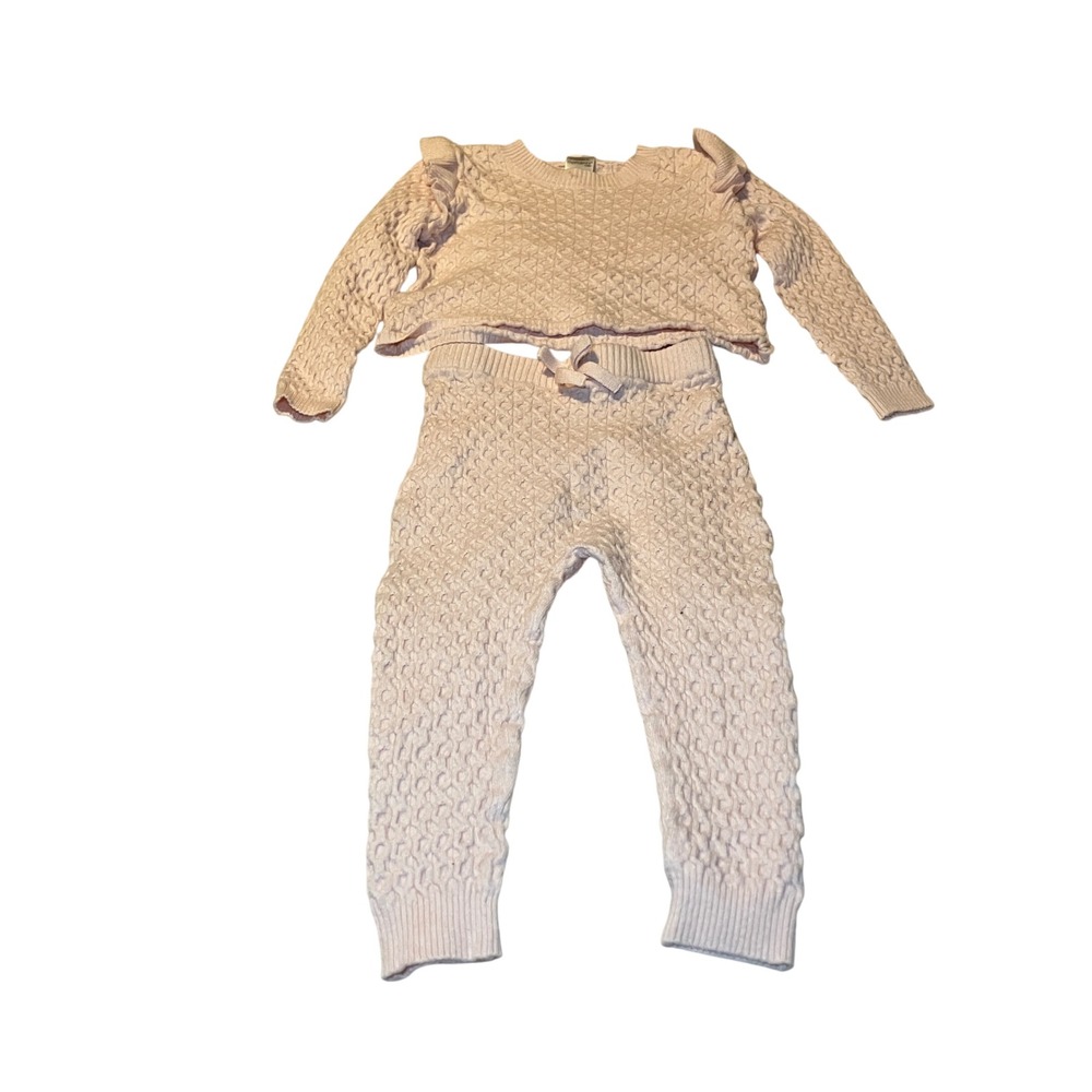 Modern Moments Size 4T Baby Girls Pink Knit Sweater Pants Set Ruffle Fall/Winter